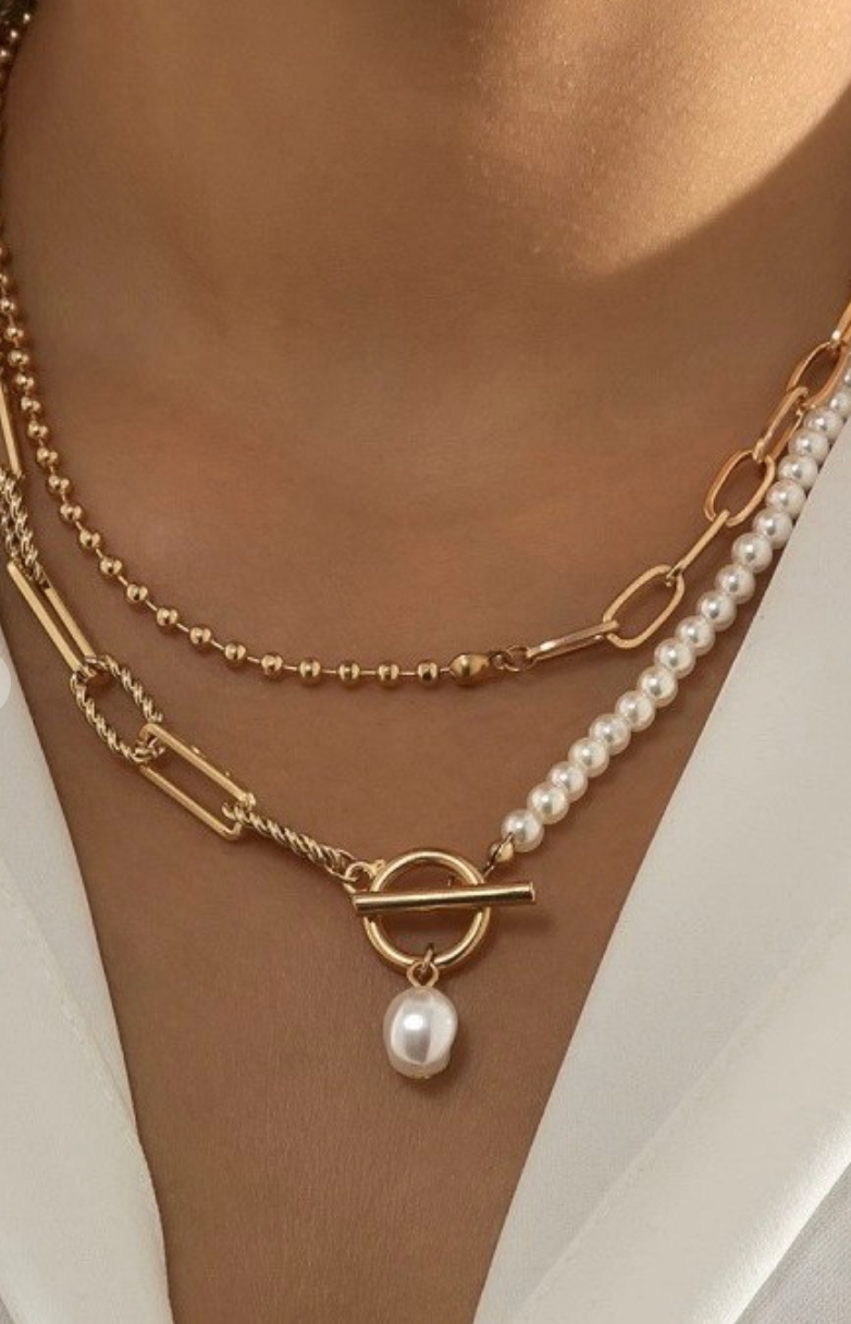 Pearl Mix Double Layer Necklace