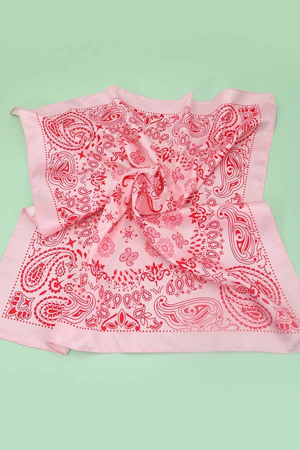 PAISLEY PINK SILKY FEEL BANDANA SCARF