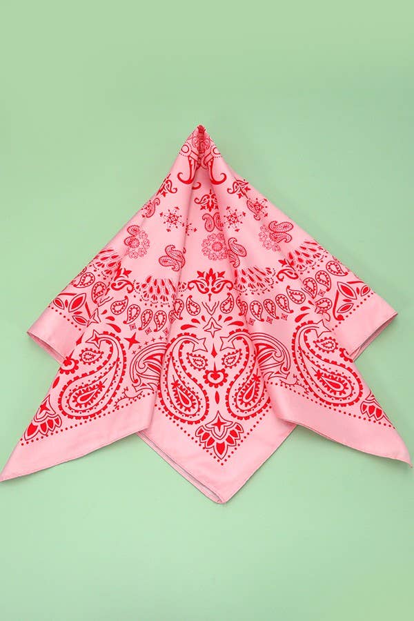 PAISLEY PINK SILKY FEEL BANDANA SCARF
